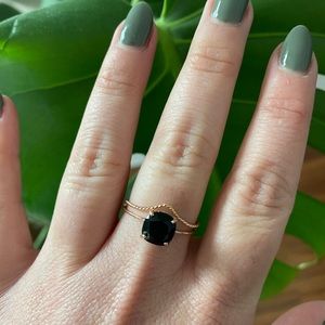 Onyx stone 14k solid rose gold ring size 10 plus two stacker rings